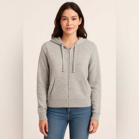 Victoria’s Secret PINK Grey Zip-Up Hoodie Sweatshirt Size L - Picture 1 of 8